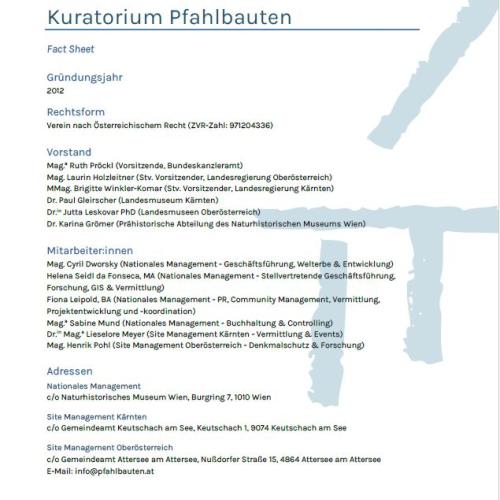 Factsheet Kuratorium Pfahlbauten