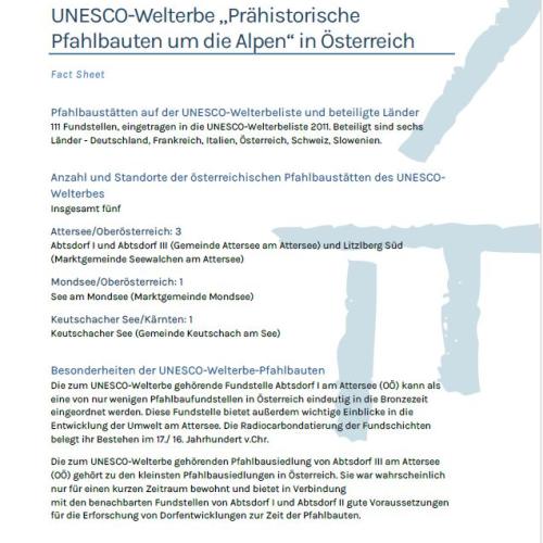 Factsheet UNESCO Welterbe Pfahlbauten